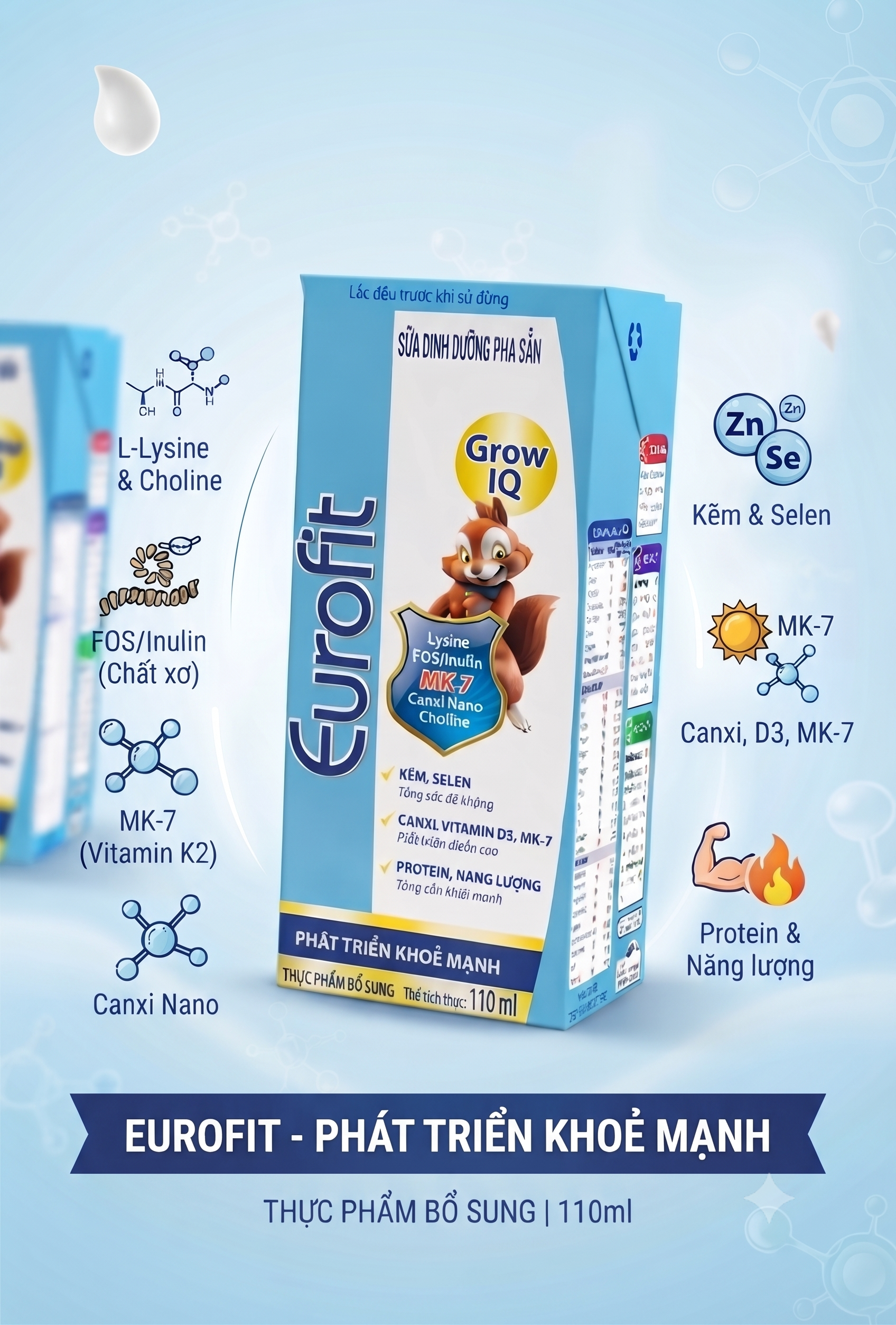 Sữa Dinh Dưỡng Pha Sẵn Eurofit Grow IQ 110ml