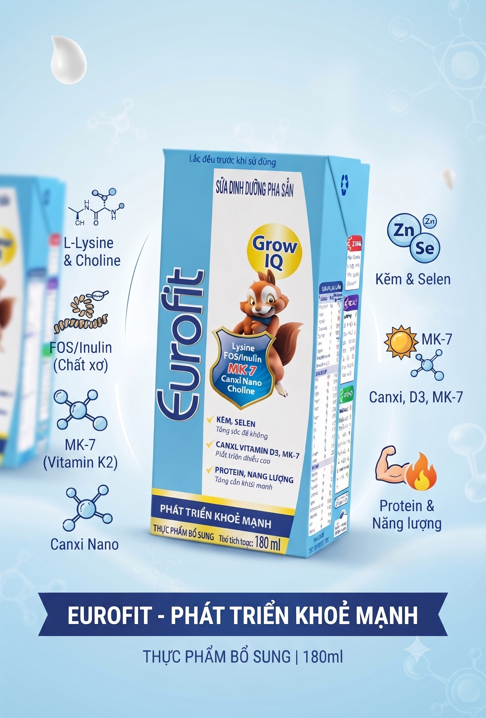 Sữa Dinh Dưỡng Pha Sẵn Eurofit Grow IQ 180ml