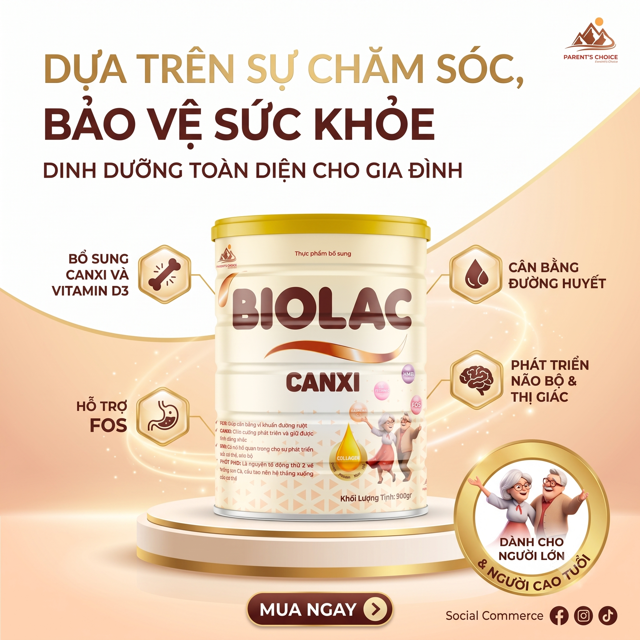 Sữa Biolac Canxi 900g