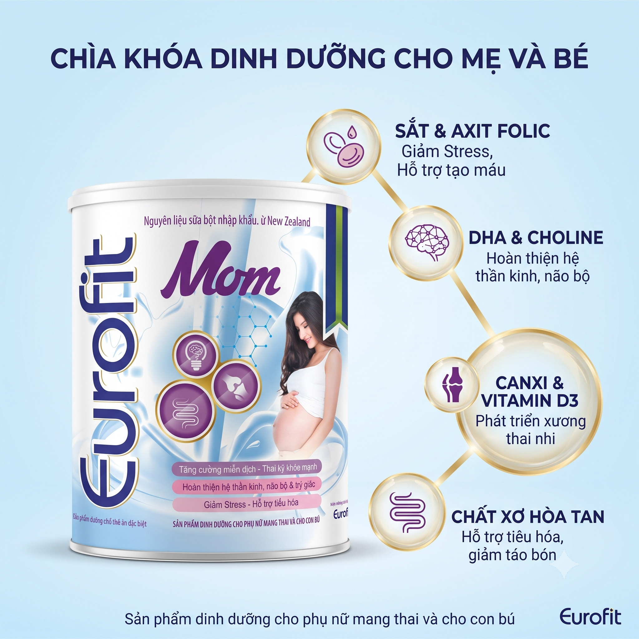 Sữa Bầu Eurofit Mom 900g