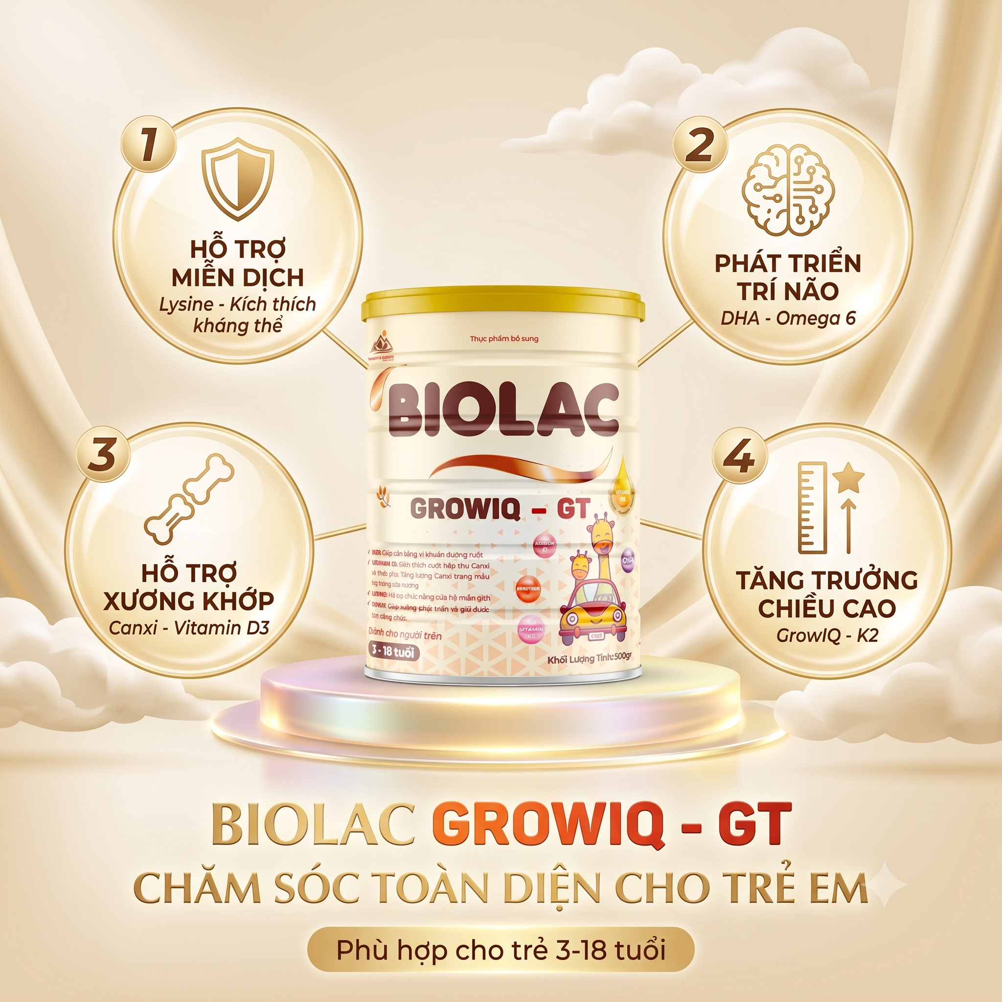 Sữa Biolac Grow IQ - GT 900g