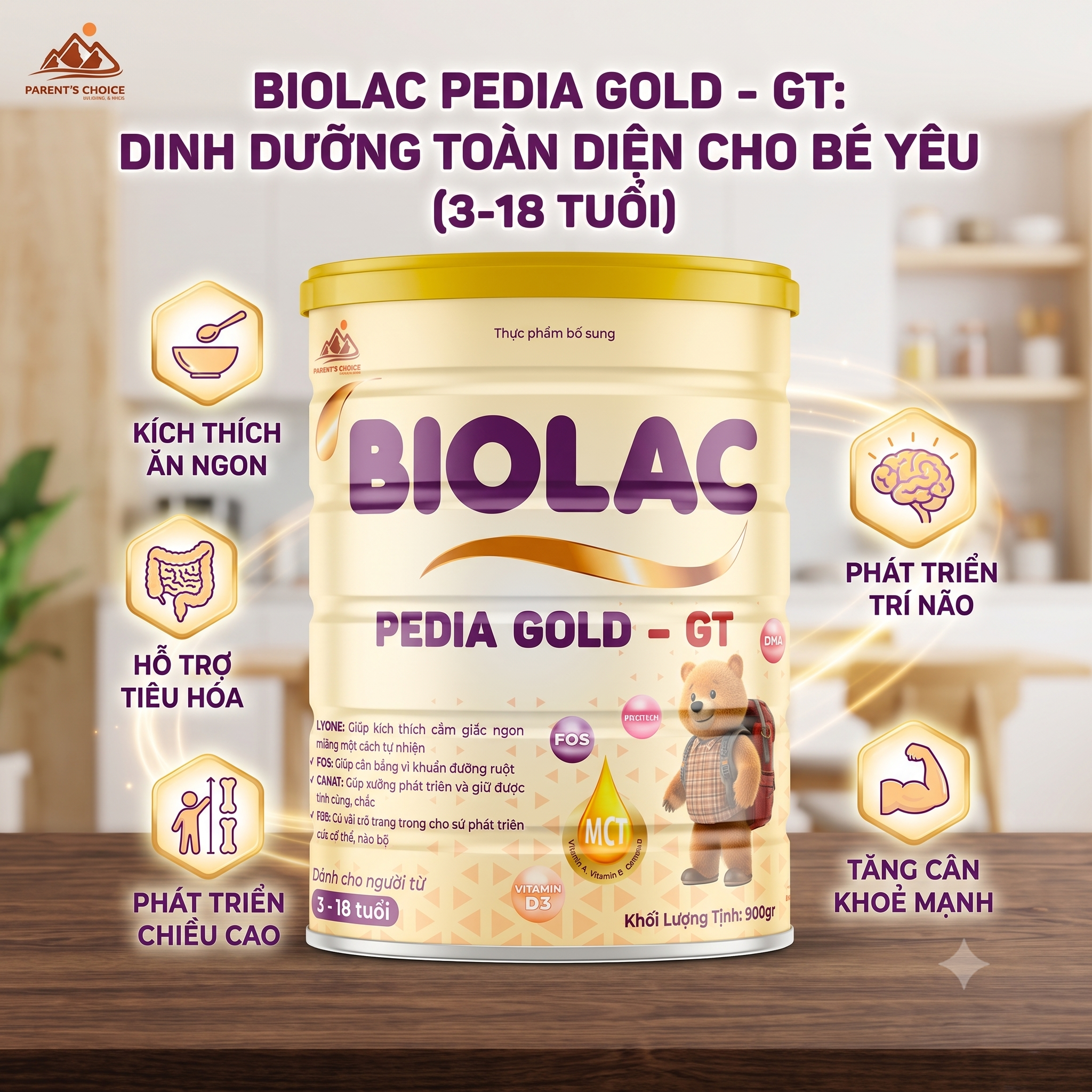 Sữa Biolac Pedia Gold 900g - GT